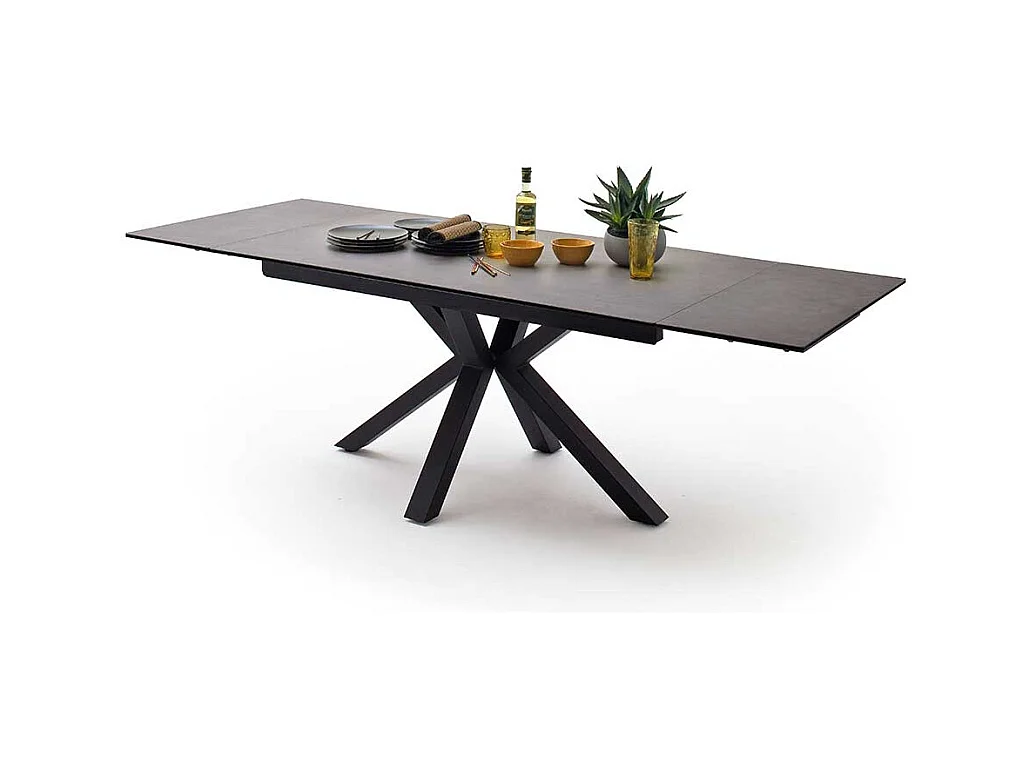 Keramik Esszimmer Tisch in Anthrazit Kopfauszug