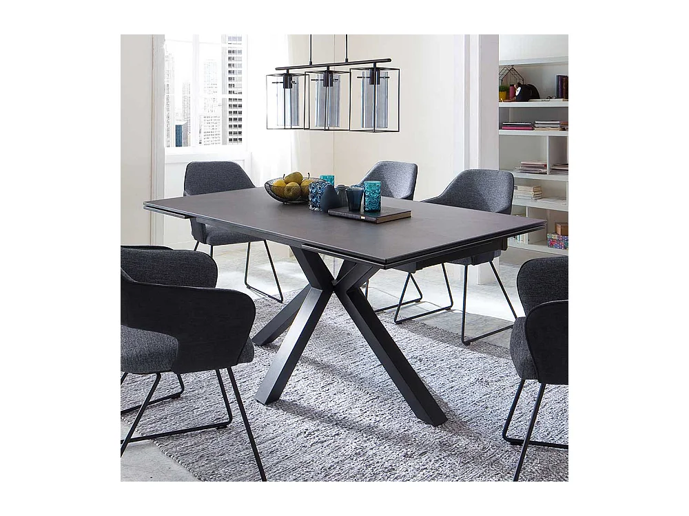 Keramik Esszimmer Tisch in Anthrazit Kopfauszug