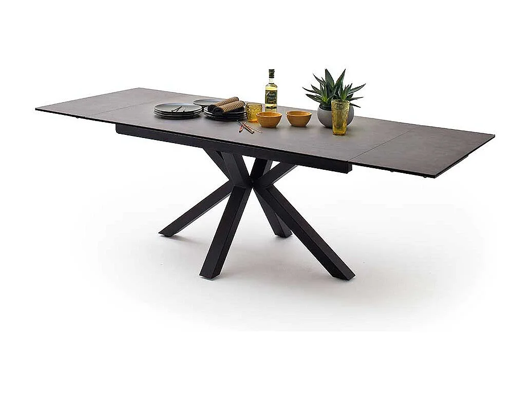 Keramik Esszimmer Tisch in Anthrazit Kopfauszug