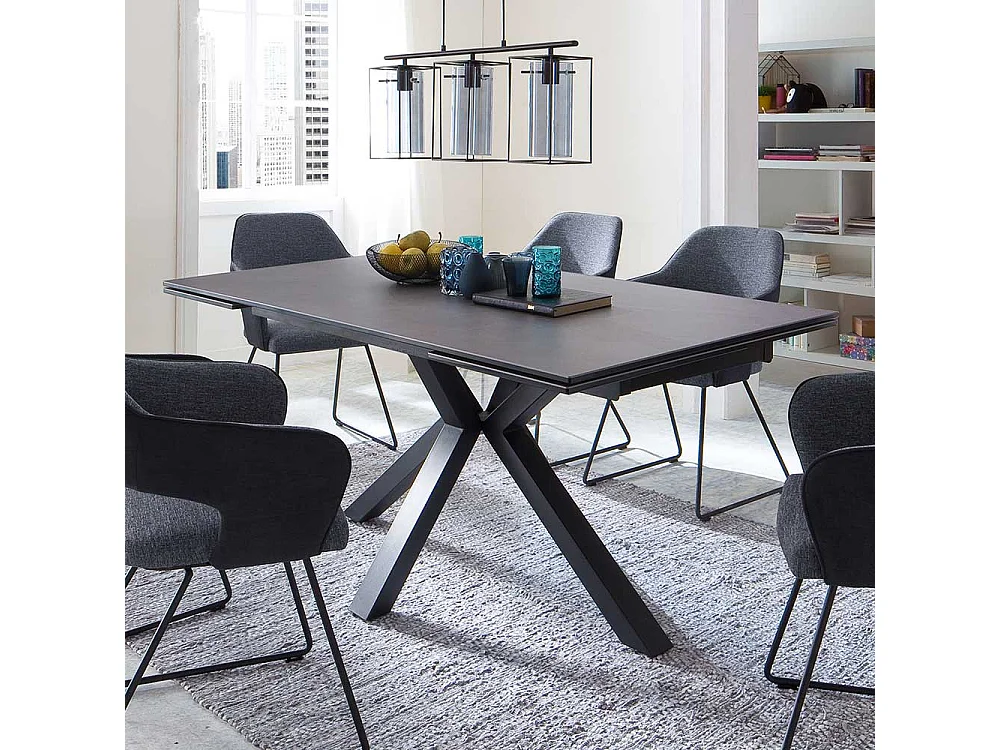 Keramik Esszimmer Tisch in Anthrazit Kopfauszug