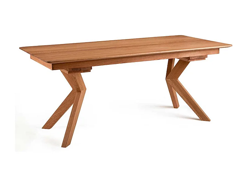 Esszimmertisch Wildeiche mit Design Vierfußgestell Oberfläche geölt