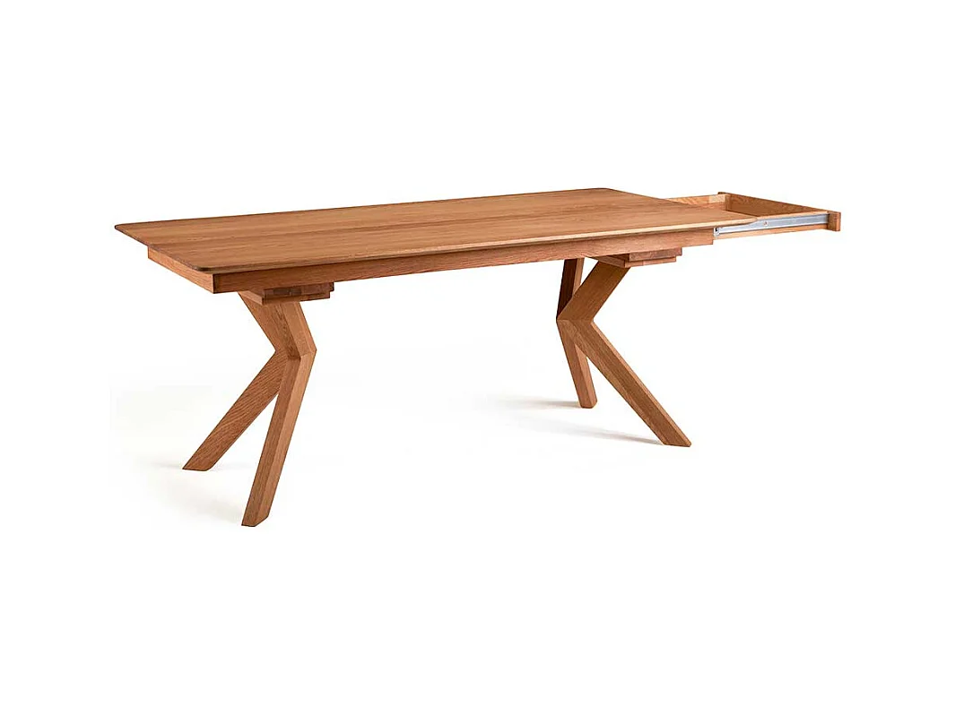 Esszimmertisch Wildeiche mit Design Vierfußgestell Oberfläche geölt