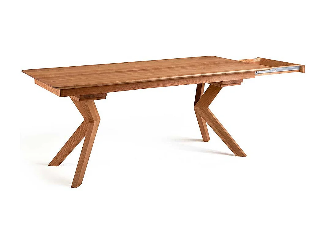 Esszimmertisch Wildeiche mit Design Vierfußgestell Oberfläche geölt