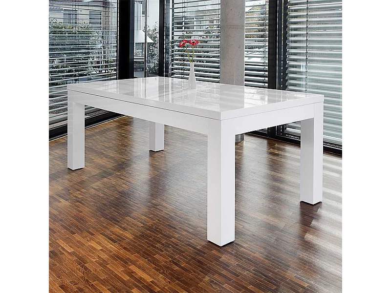 Hochglanz Tisch in Weiß Mittelauszug