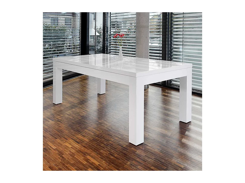 Hochglanz Tisch in Weiß Mittelauszug