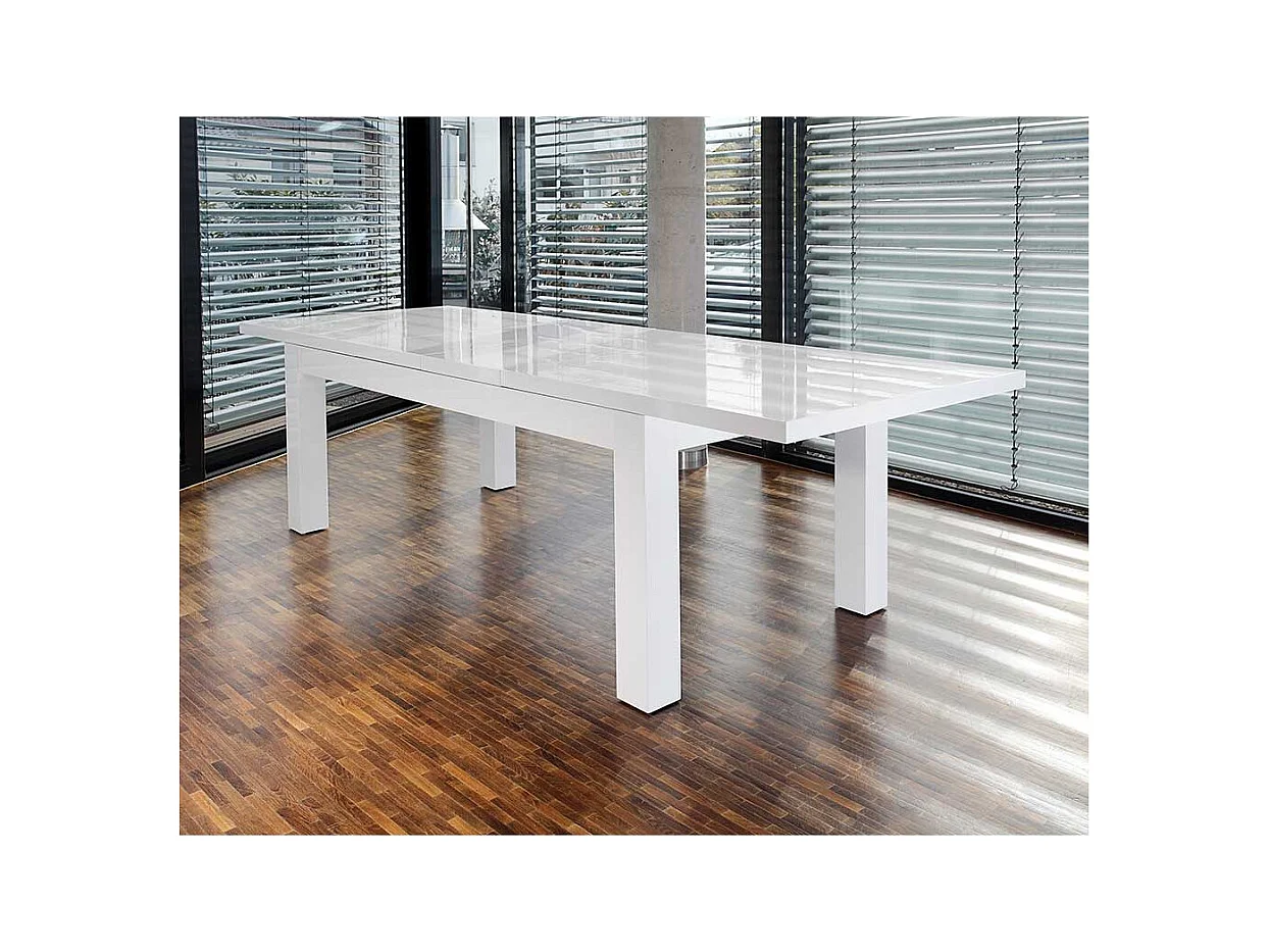 Hochglanz Tisch in Weiß Mittelauszug