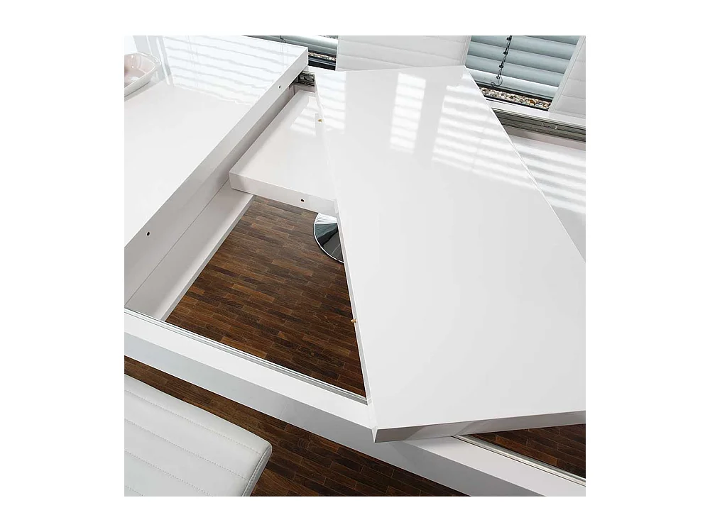 Hochglanz Tisch in Weiß Mittelauszug