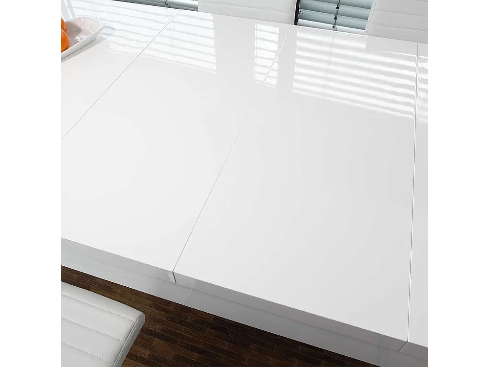 Hochglanz Tisch in Weiß Mittelauszug