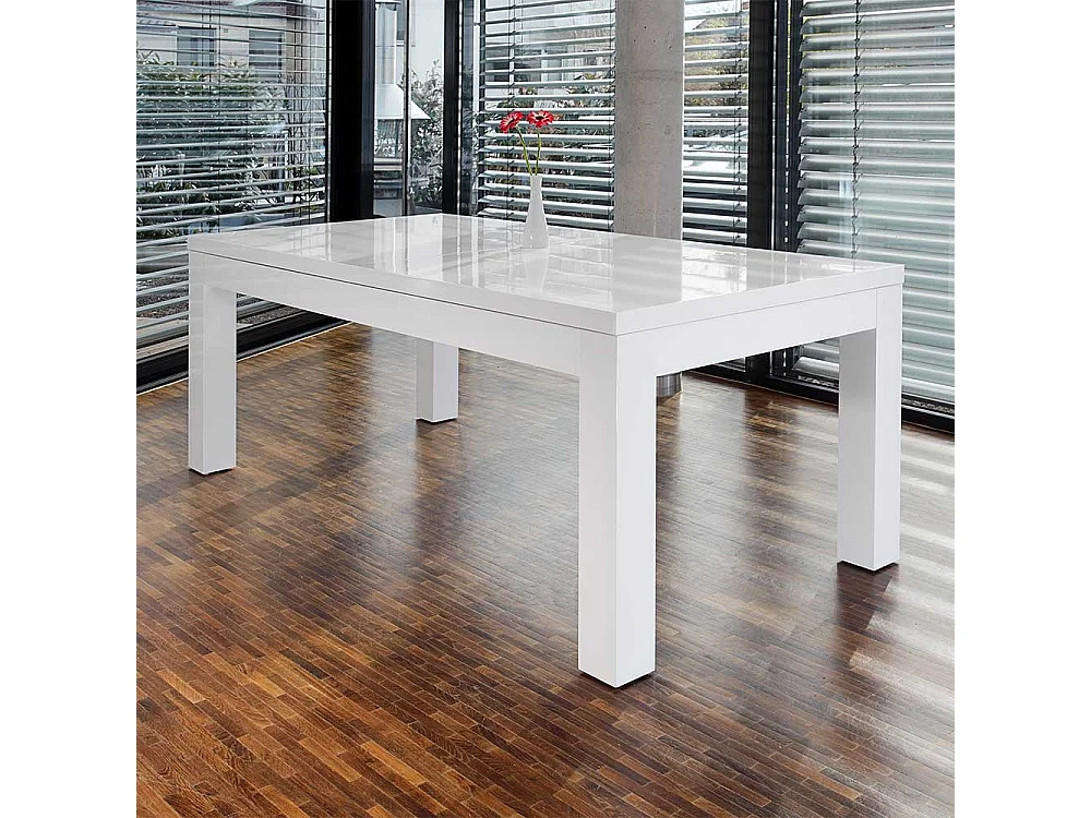 Hochglanz Tisch in Weiß Mittelauszug
