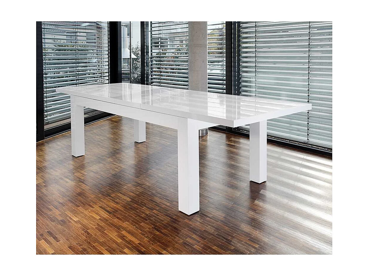 Hochglanz Tisch in Weiß Mittelauszug