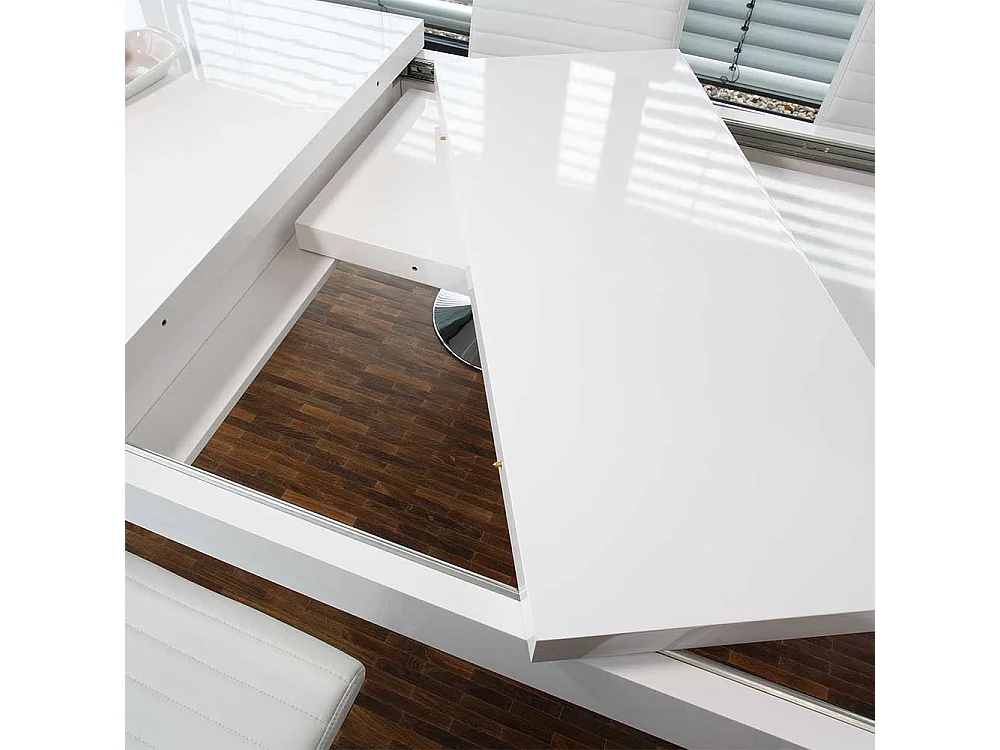 Hochglanz Tisch in Weiß Mittelauszug