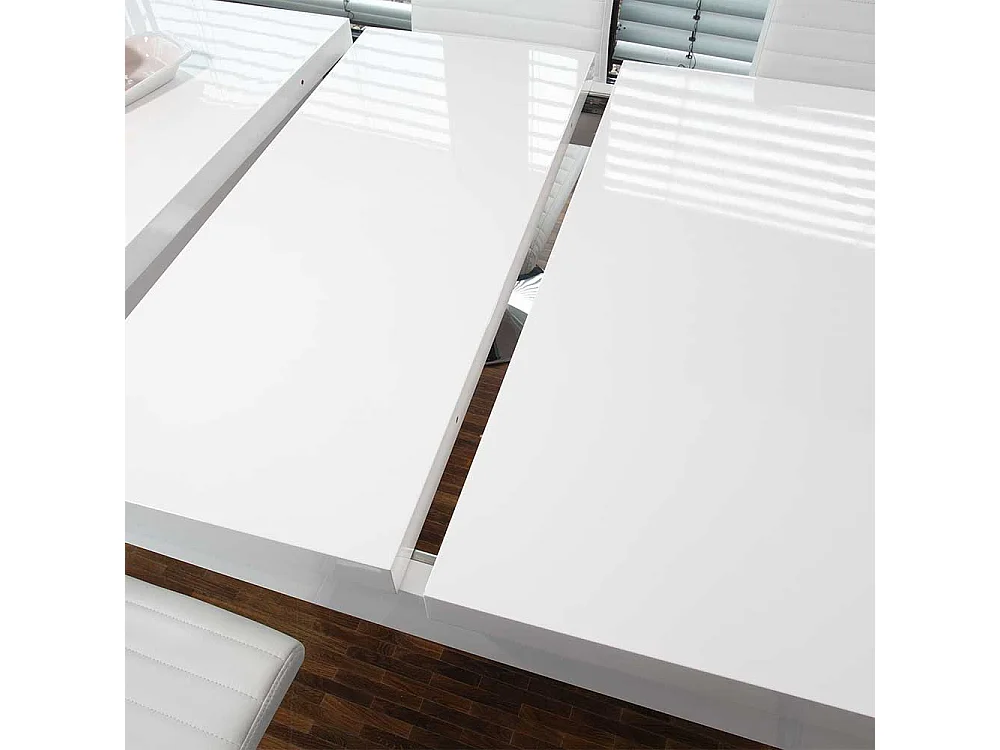 Hochglanz Tisch in Weiß Mittelauszug