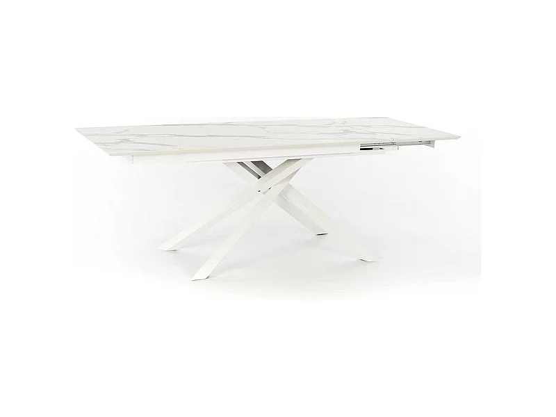 Design Ausziehtisch in Weiß und Hellgrau Mikado Fußgestell