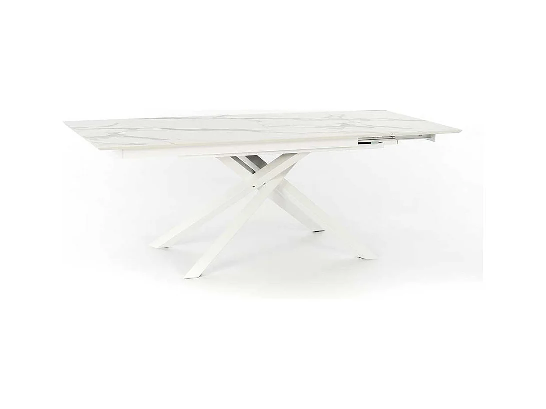 Design Ausziehtisch in Weiß und Hellgrau Mikado Fußgestell