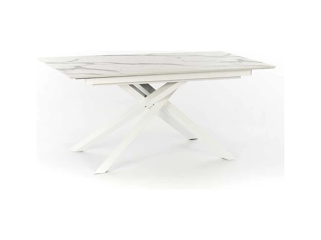 Design Ausziehtisch in Weiß und Hellgrau Mikado Fußgestell