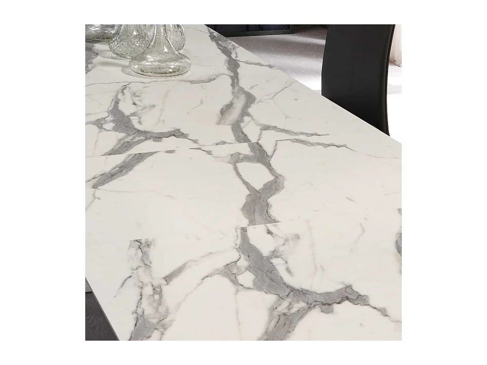 Design Ausziehtisch in Weiß und Hellgrau Mikado Fußgestell