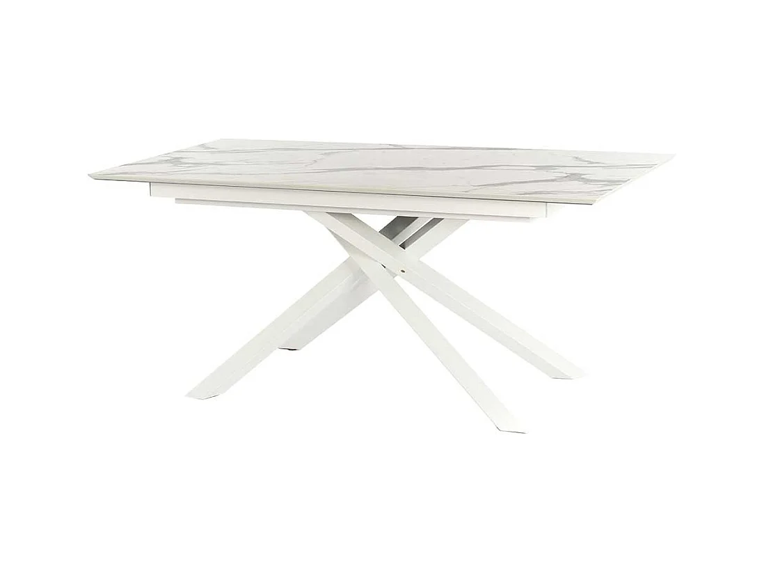 Design Ausziehtisch in Weiß und Hellgrau Mikado Fußgestell