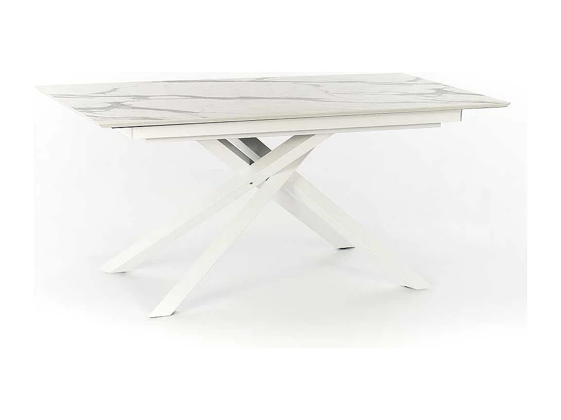 Design Ausziehtisch in Weiß und Hellgrau Mikado Fußgestell