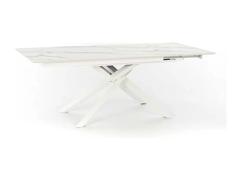 Design Ausziehtisch in Weiß und Hellgrau Mikado Fußgestell