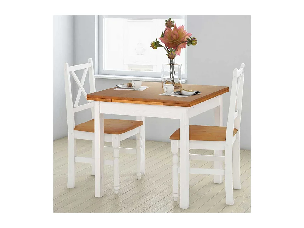 Ausziehtisch in Weiß und Honigfarben Kiefer Massivholz