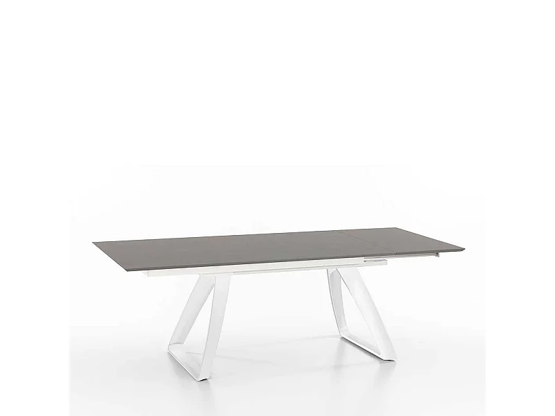 Esszimmertisch in Hellgrau und Weiß verlängerbar