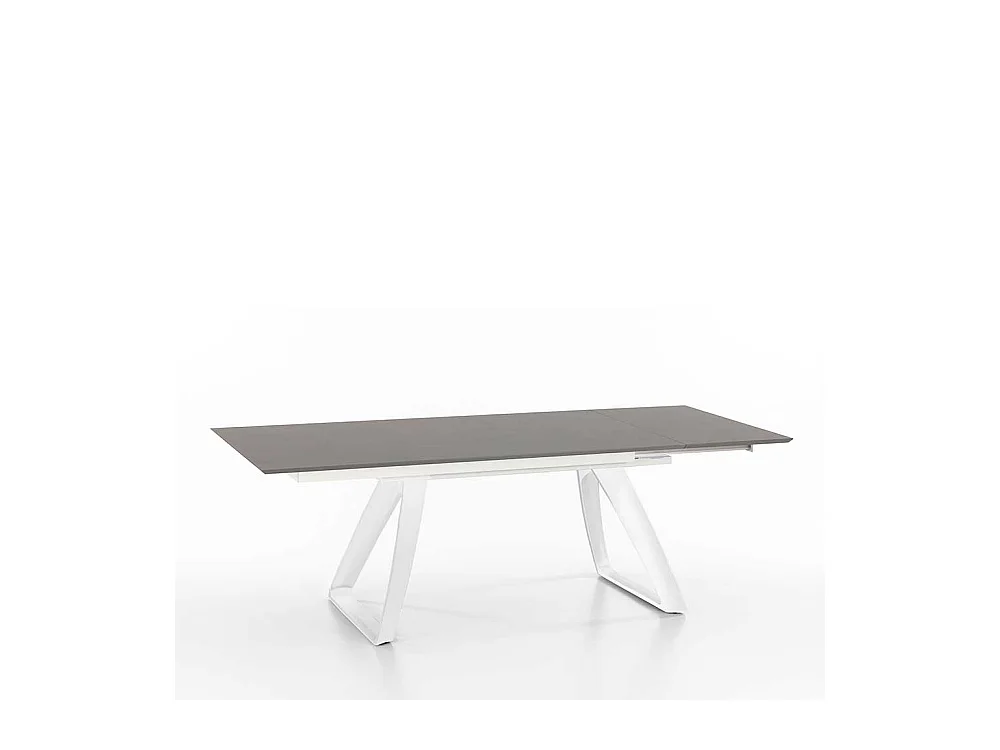 Esszimmertisch in Hellgrau und Weiß verlängerbar