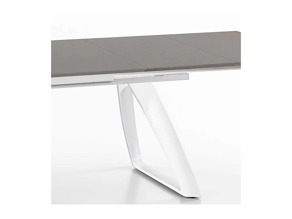 Esszimmertisch in Hellgrau und Weiß verlängerbar