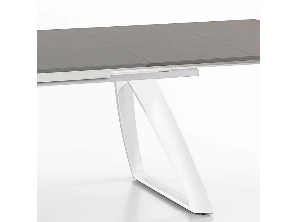 Esszimmertisch in Hellgrau und Weiß verlängerbar