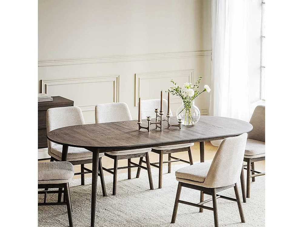 Dunkelbrauner Ausziehtisch aus Eiche Massivholz Skandi Design