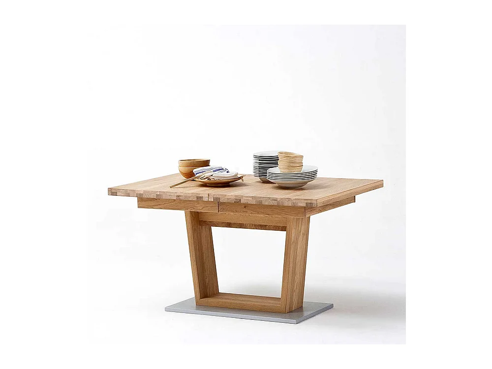 Landhaustisch in Asteiche Bianco furniert Mittelauszug