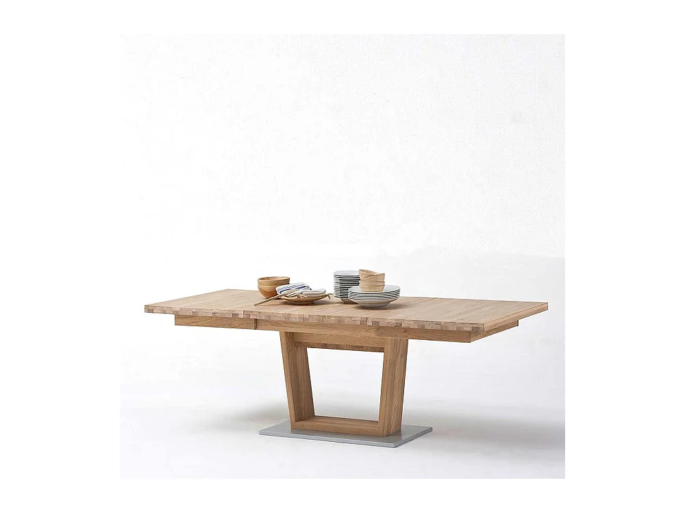 Landhaustisch in Asteiche Bianco furniert Mittelauszug