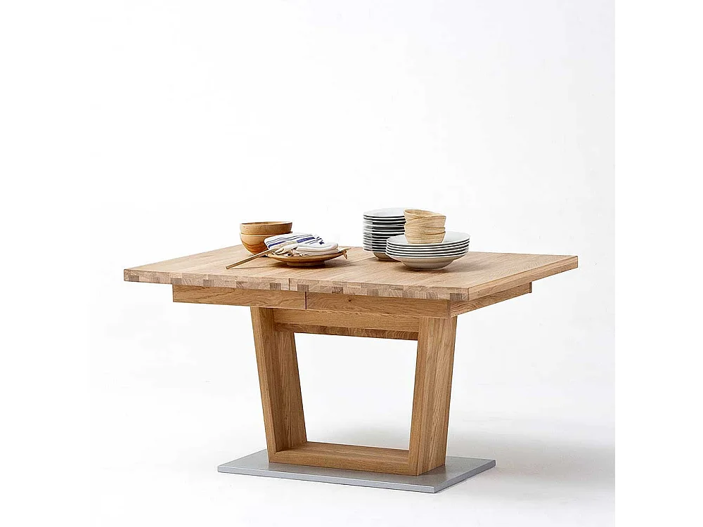 Landhaustisch in Asteiche Bianco furniert Mittelauszug