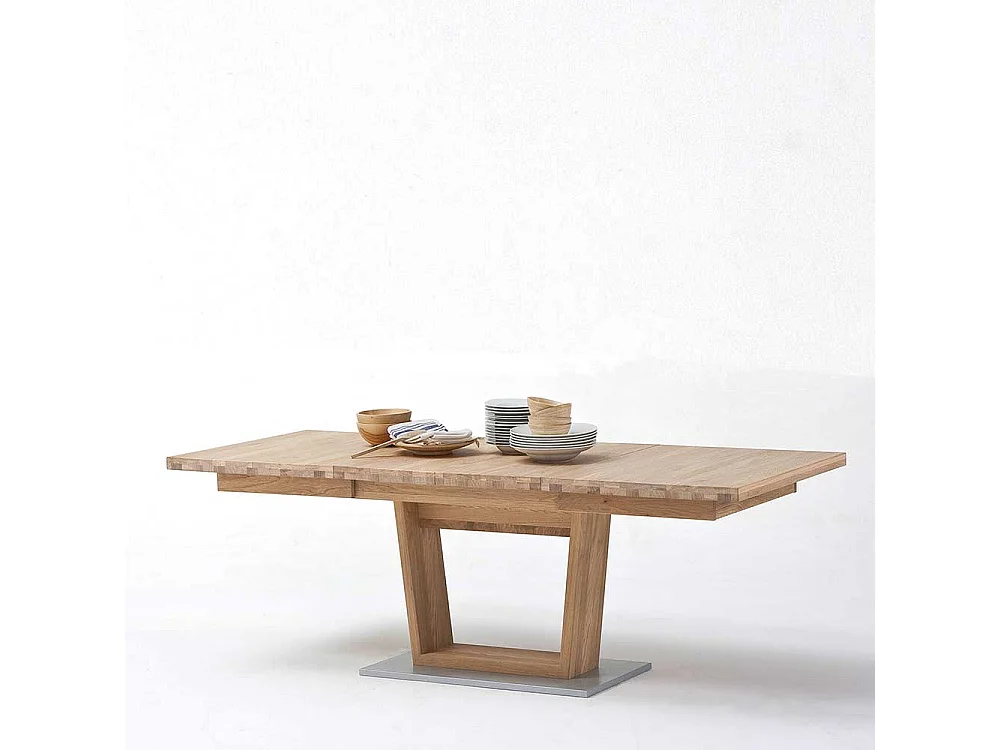 Landhaustisch in Asteiche Bianco furniert Mittelauszug