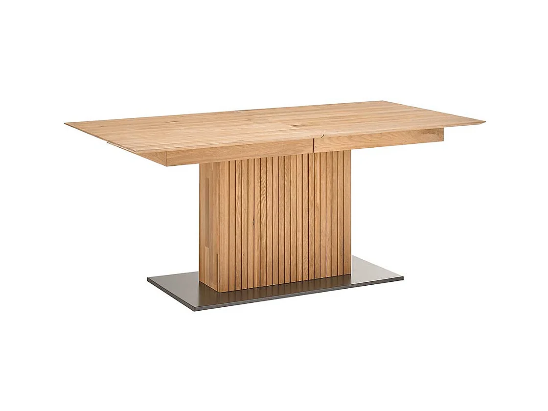 Ausziehtisch massiv in Eiche Bianco zwei Einlegeplatten