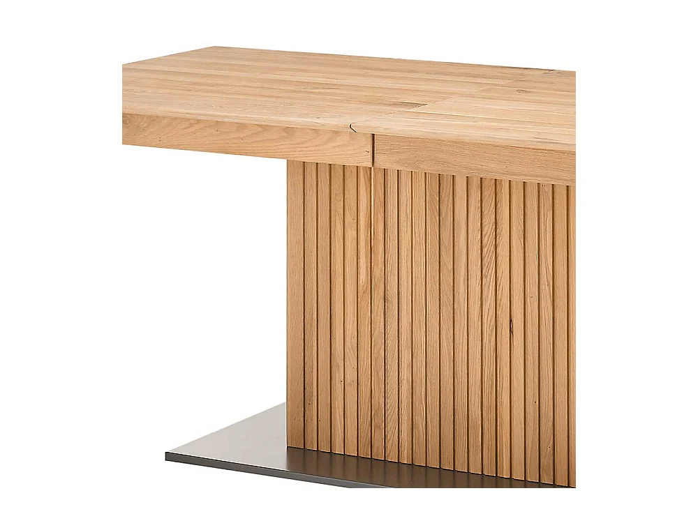 Ausziehtisch massiv in Eiche Bianco zwei Einlegeplatten