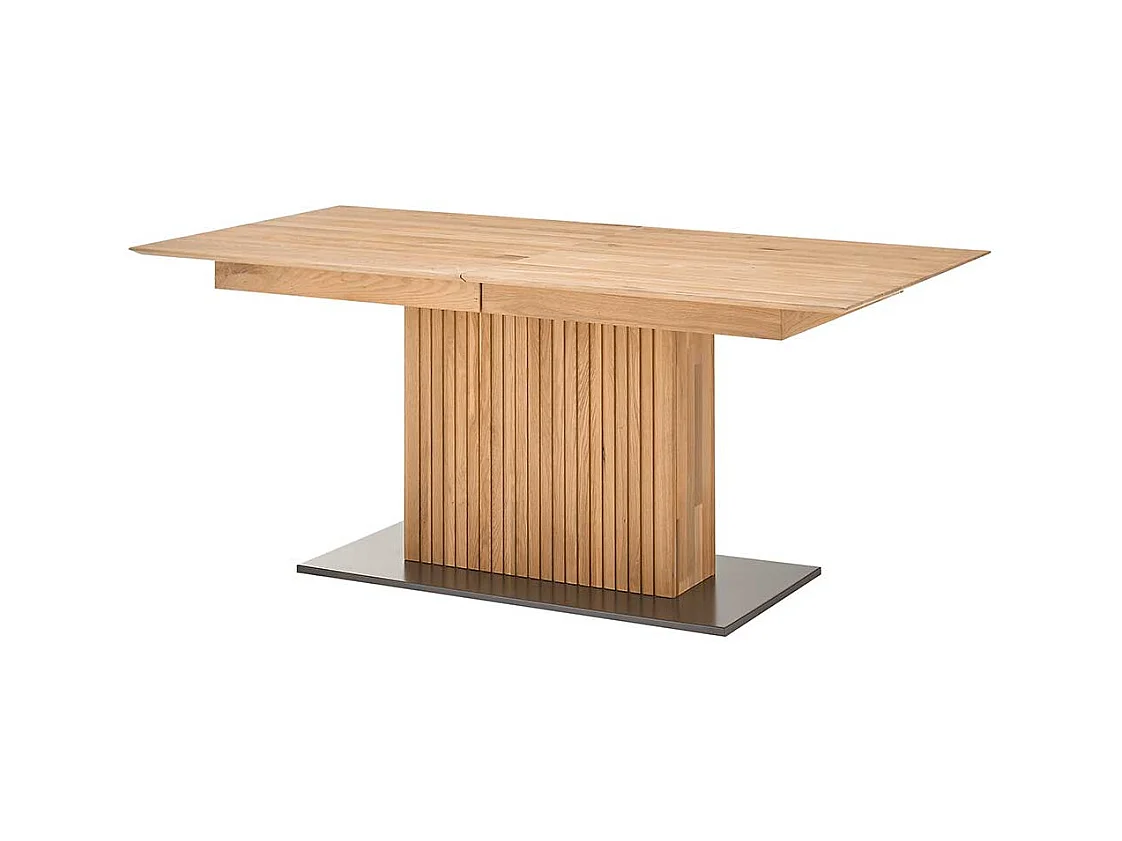 Ausziehtisch massiv in Eiche Bianco zwei Einlegeplatten