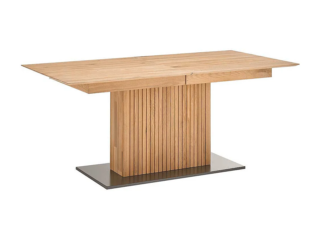 Ausziehtisch massiv in Eiche Bianco zwei Einlegeplatten