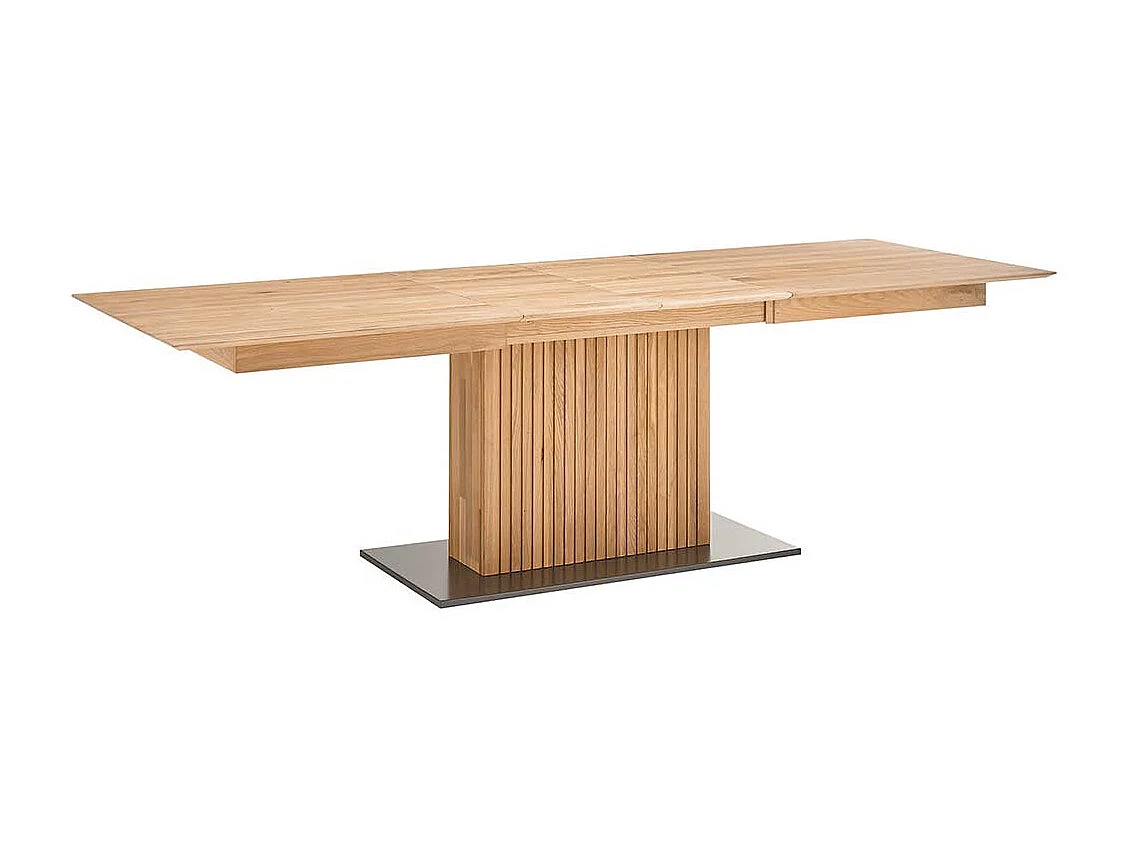 Ausziehtisch massiv in Eiche Bianco zwei Einlegeplatten