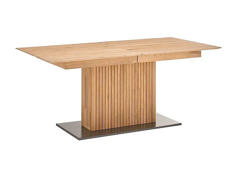 Ausziehtisch massiv in Eiche Bianco zwei Einlegeplatten