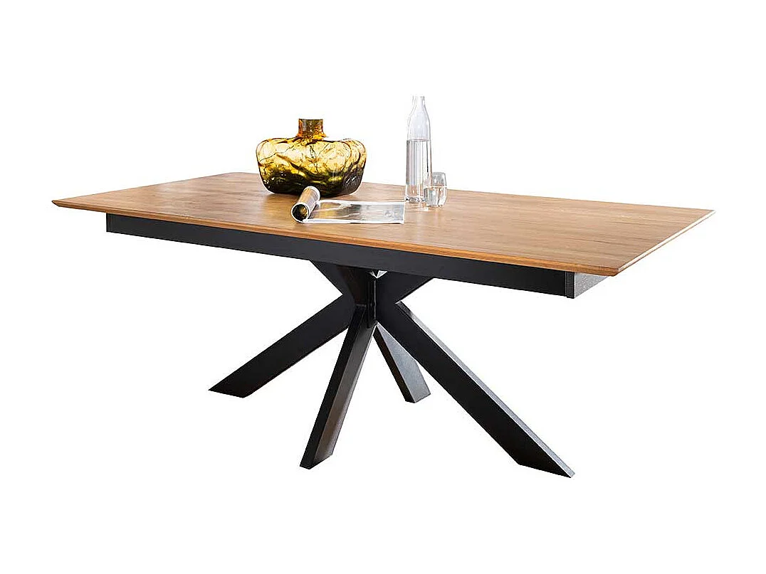 Wildeiche Tisch Esszimmer mit Schweizer Kante Spider Gestell