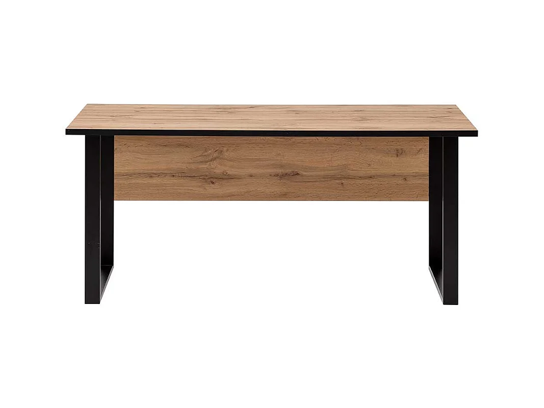 Schreibtisch mit Knieraumblende Eichefarben und Schwarz