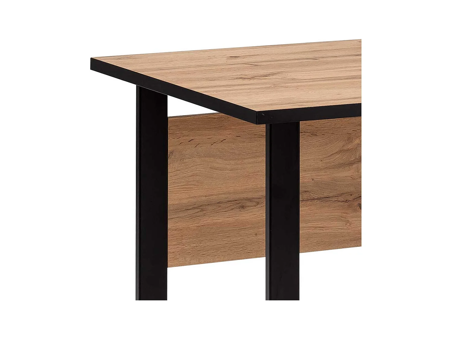 Schreibtisch mit Knieraumblende Eichefarben und Schwarz