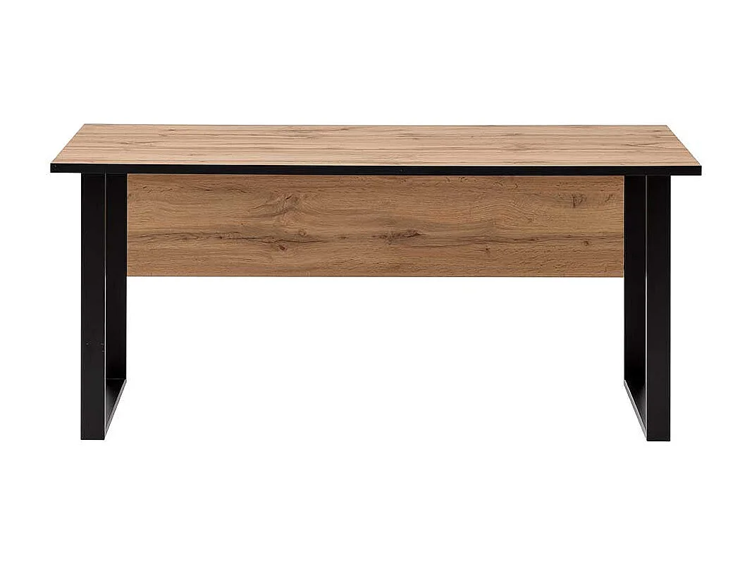 Schreibtisch mit Knieraumblende Eichefarben und Schwarz