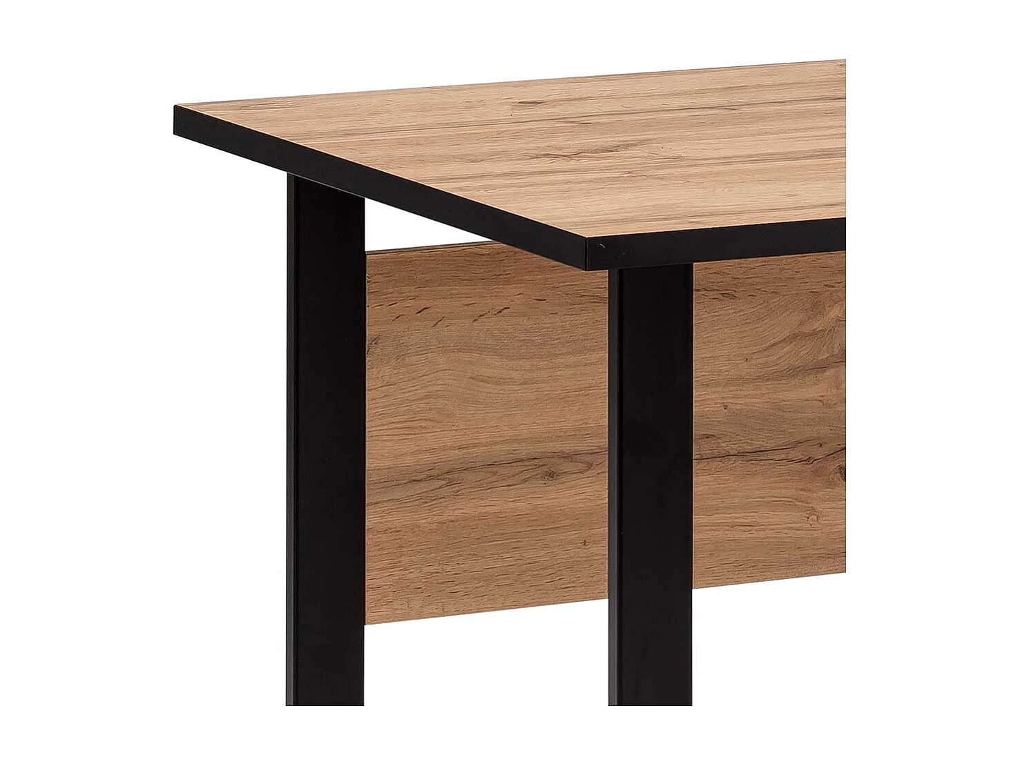 Schreibtisch mit Knieraumblende Eichefarben und Schwarz