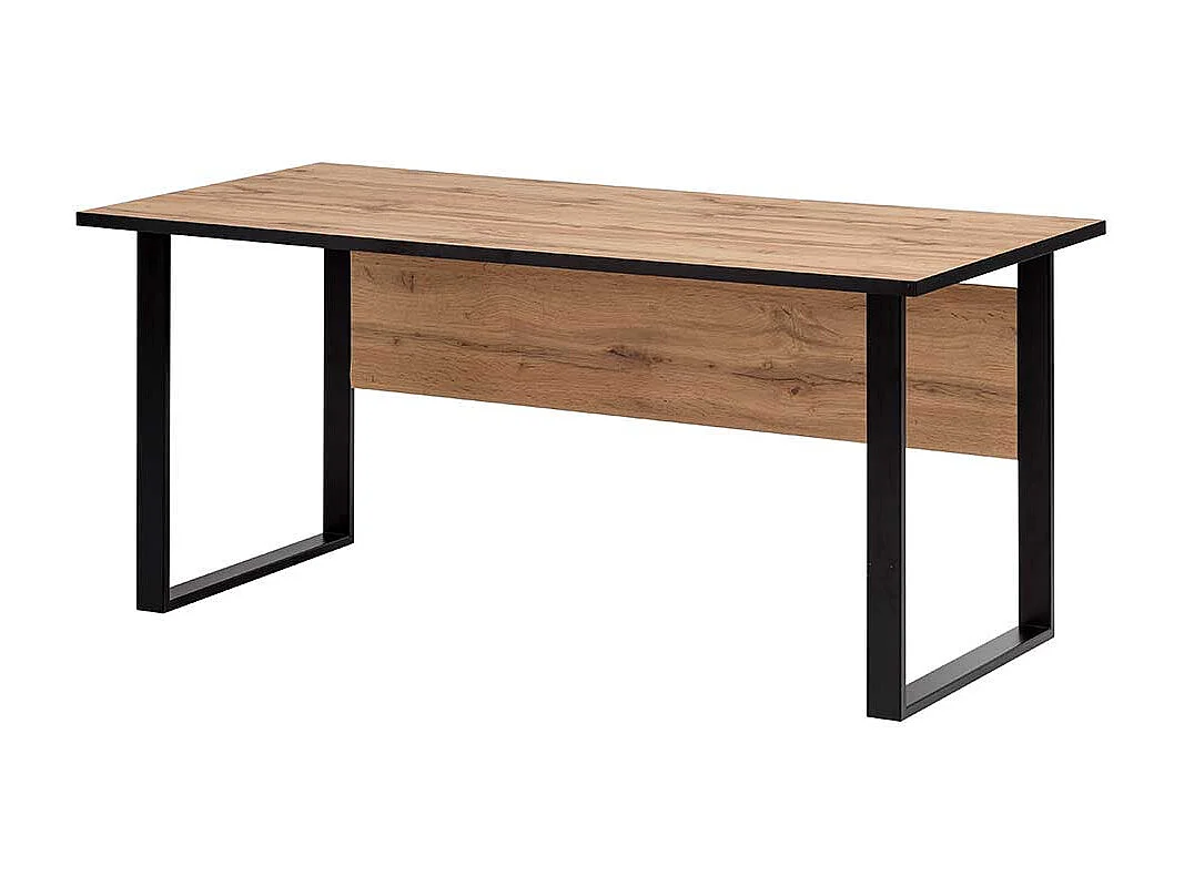 Schreibtisch mit Knieraumblende Eichefarben und Schwarz