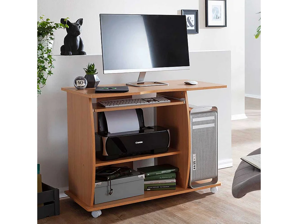 Mobiler Edv Tisch mit Druckerablage Towerfach für PC