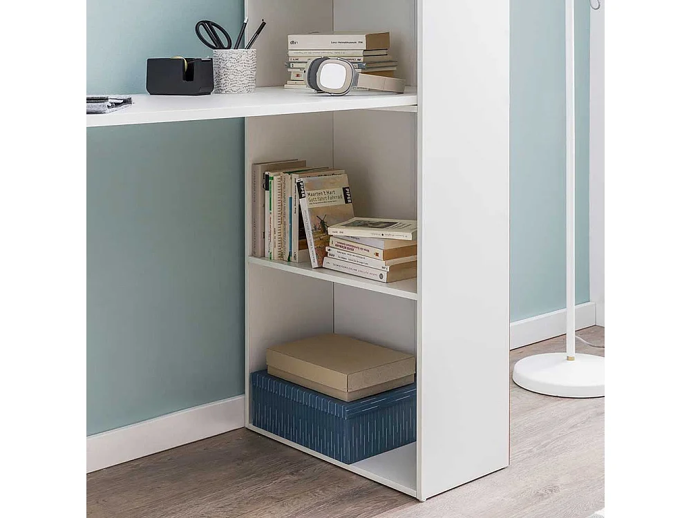 Laptopschreibtisch in Weiß Seitenregal