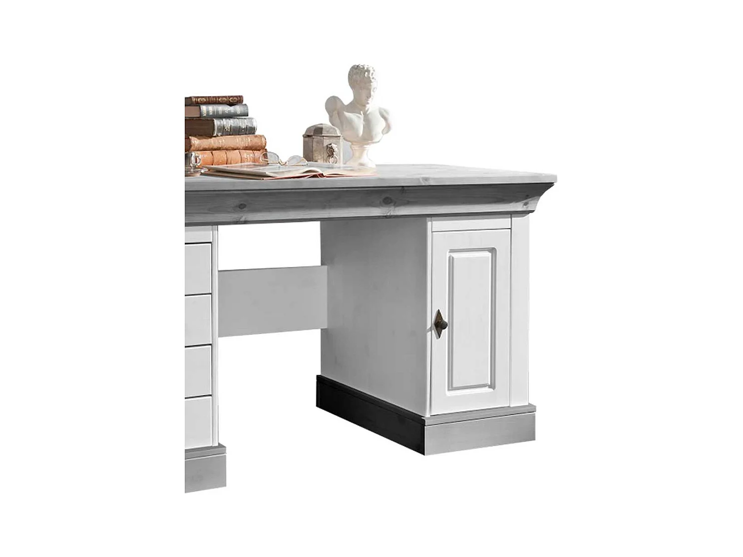 Computertisch in Weiß Grau Kiefer teilmassiv