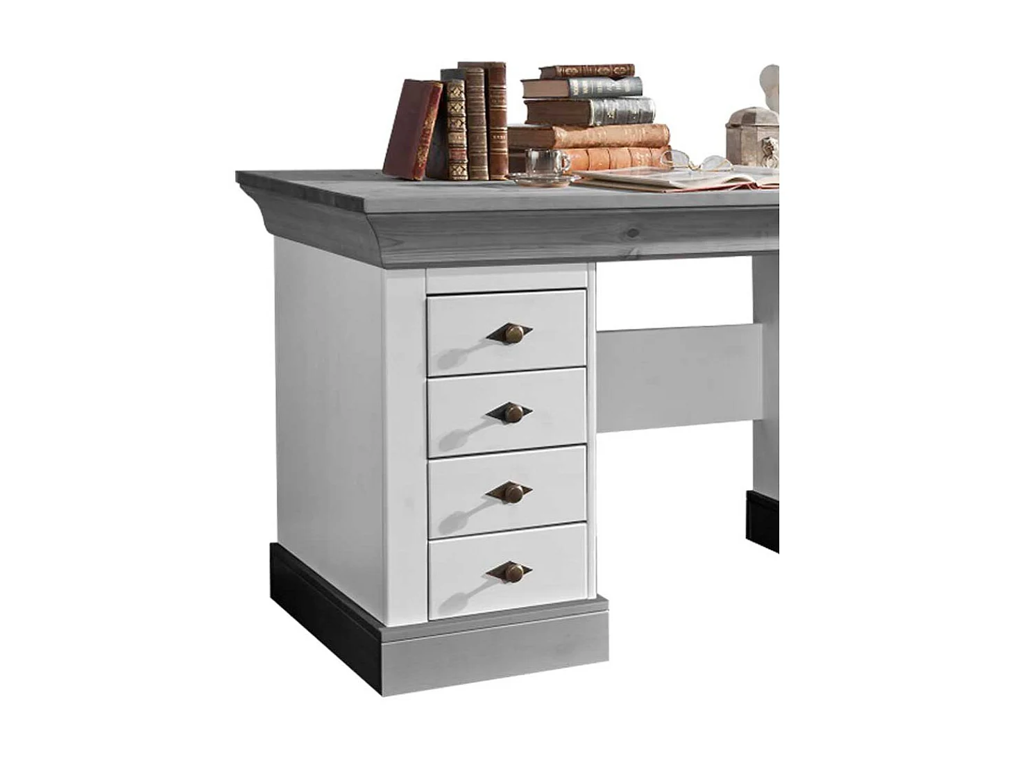 Computertisch in Weiß Grau Kiefer teilmassiv