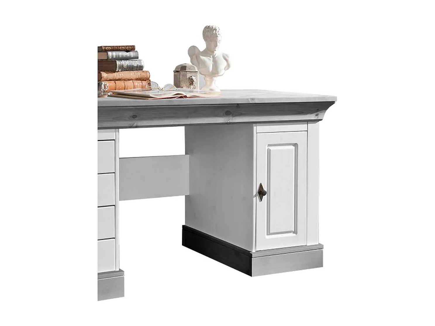 Computertisch in Weiß Grau Kiefer teilmassiv